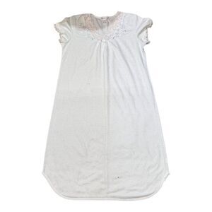 Miss Elaine Womens M White Lace Trim Nightgown Vintage Cotton Cottage Core